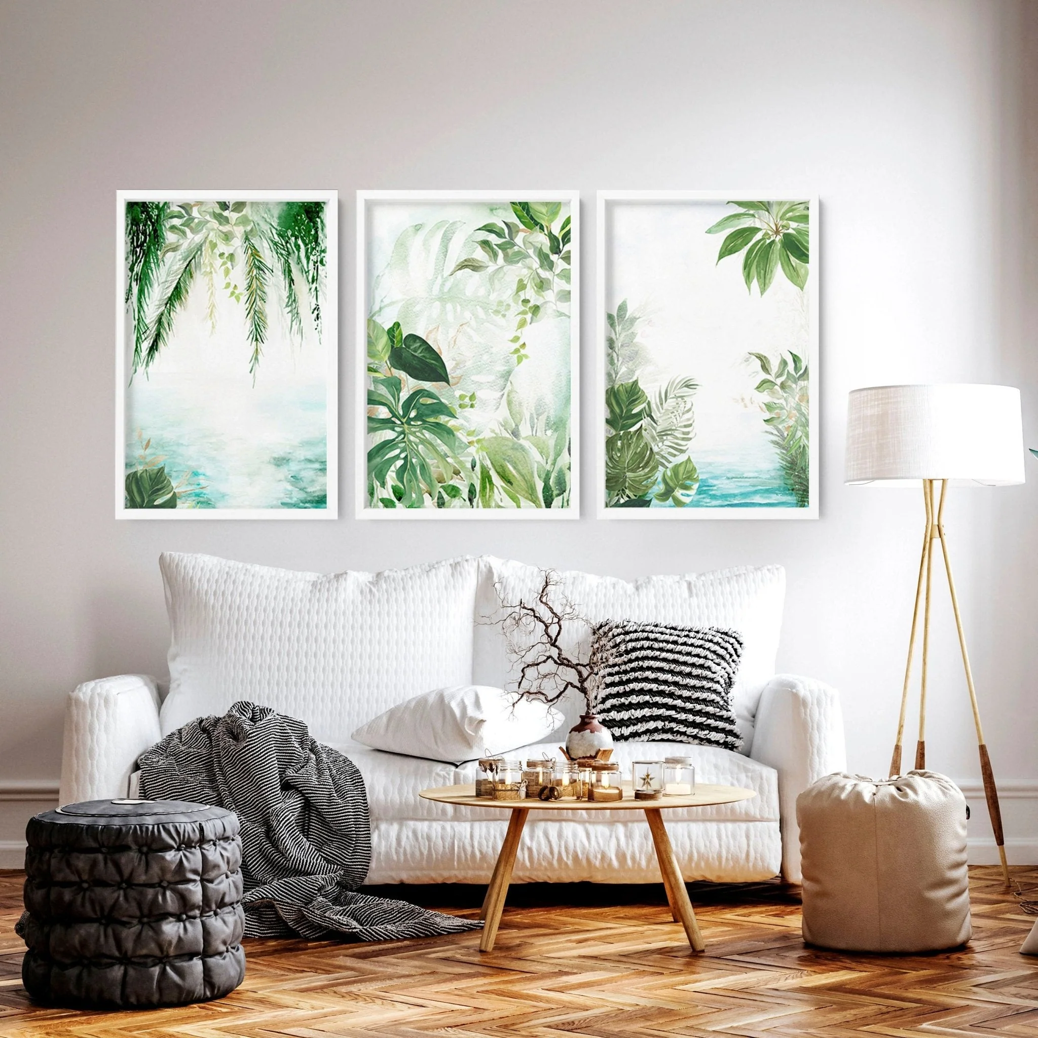 Wall art with green | set of 3 Tropical home decor items - Image 3