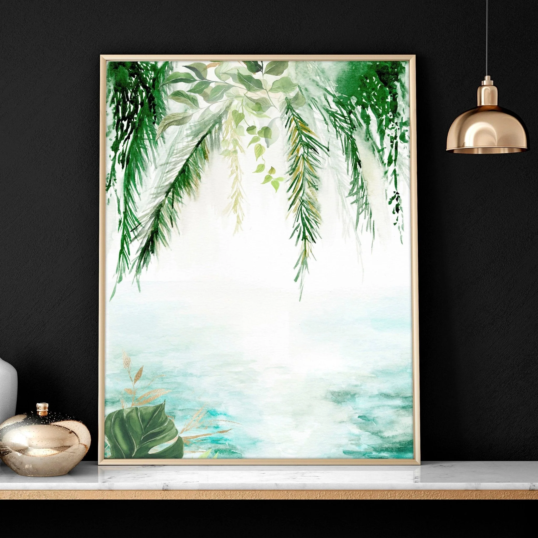 Wall art with green | set of 3 Tropical home decor items - Image 4