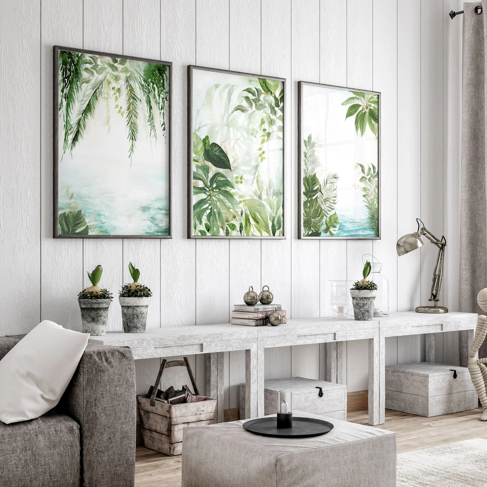 Wall art with green | set of 3 Tropical home decor items - Image 7