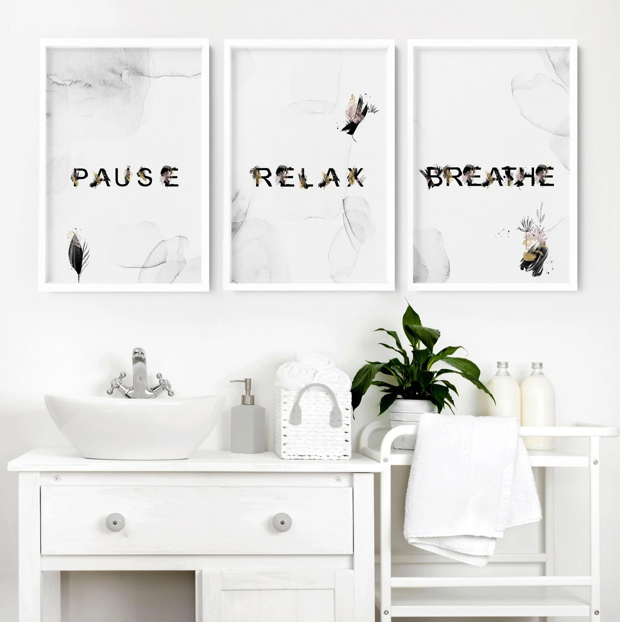 Wall decor for bathroom | set of 3 relaxing wall art - Image 5