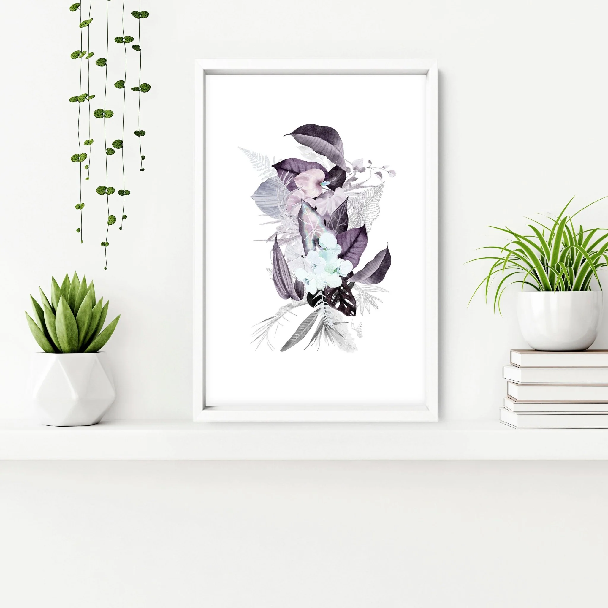 Wall decor for bathrooms | Set of 3 Tropical Purple wall art - Image 5