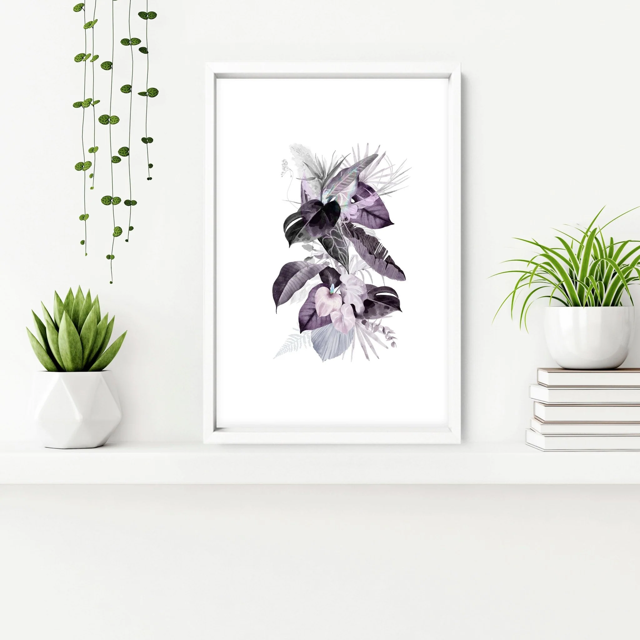 Wall decor for bathrooms | Set of 3 Tropical Purple wall art - Image 6