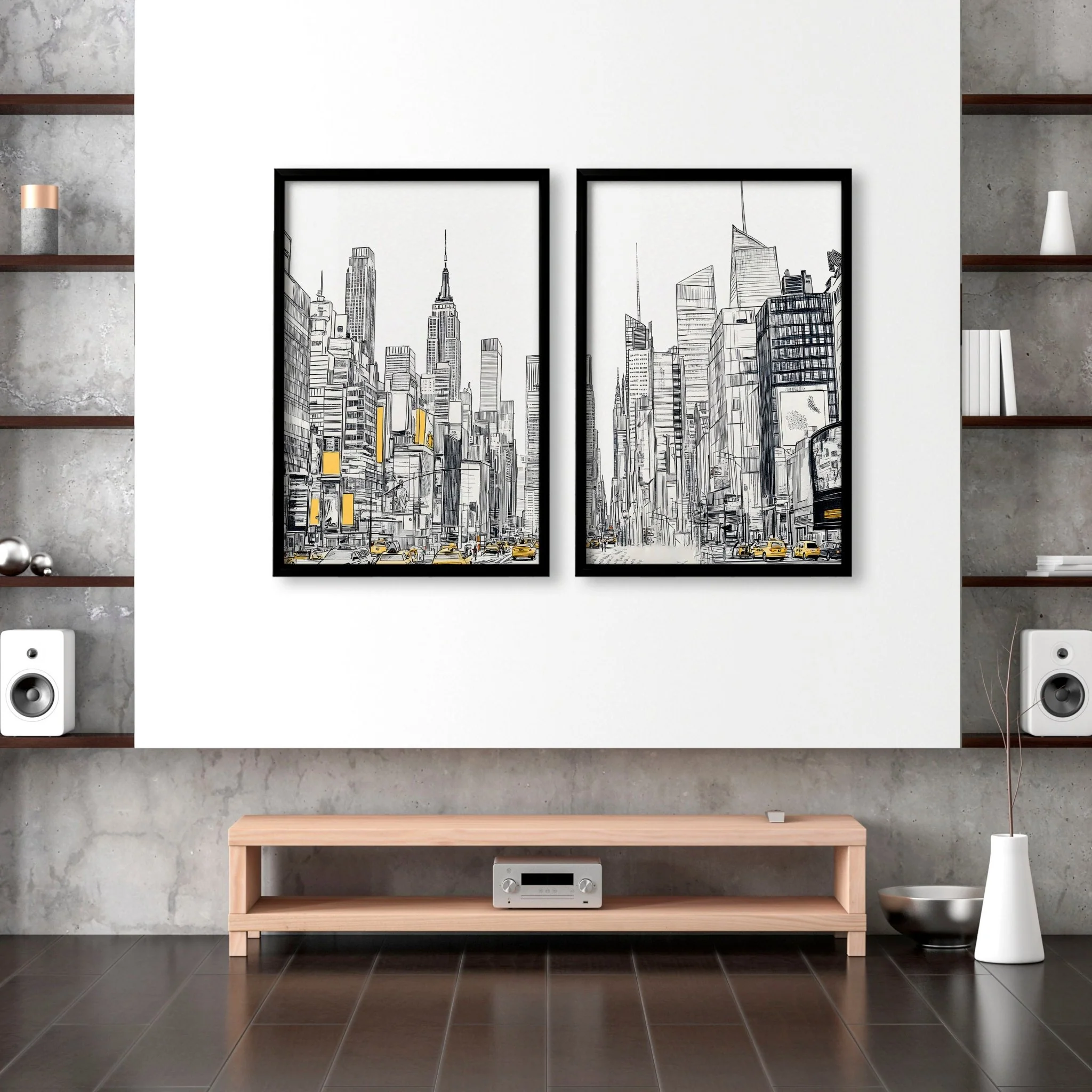 Wall Decor For Hallway | Set of 2 Urban Skyscrapers Wall art Prints - Image 3