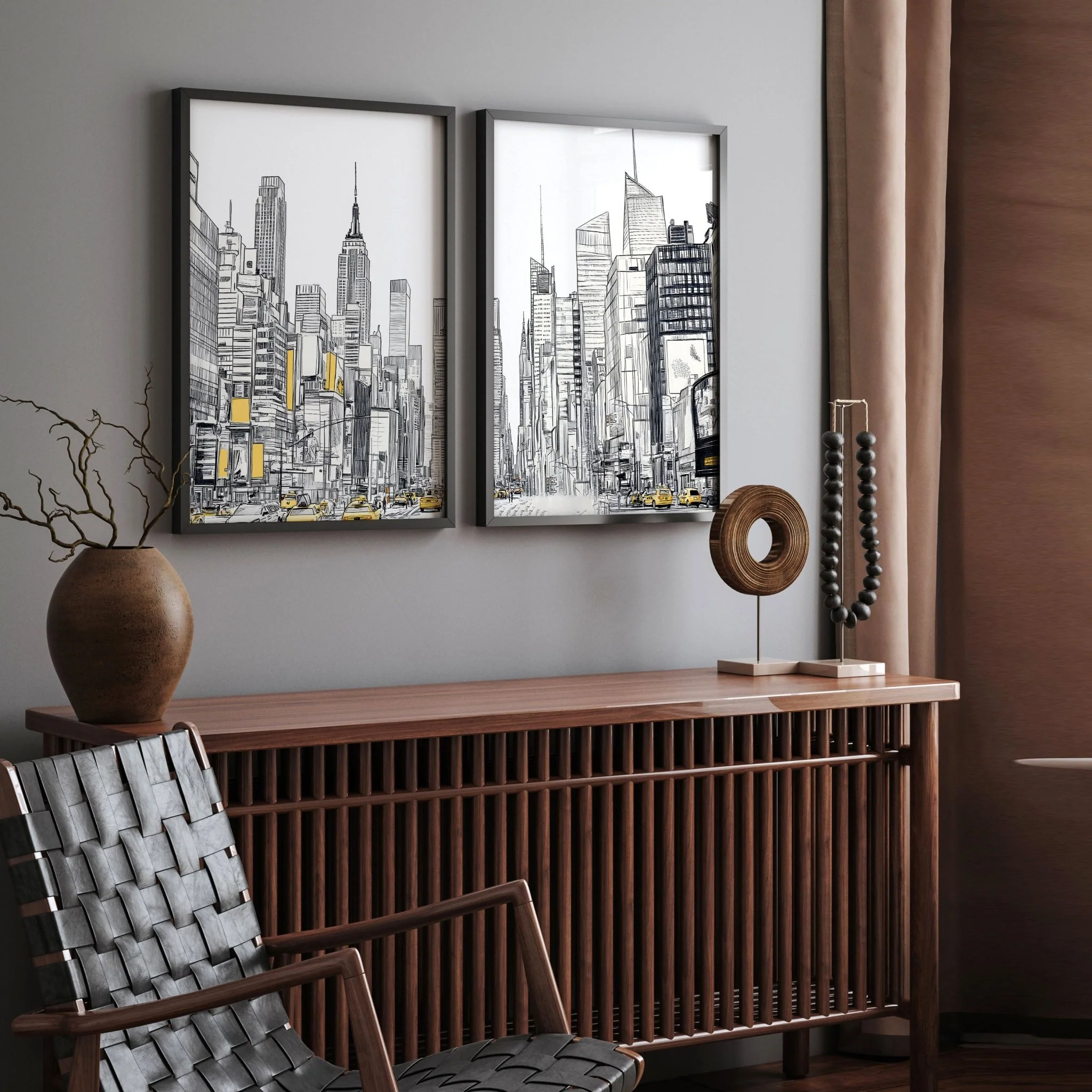 Wall Decor For Hallway | Set of 2 Urban Skyscrapers Wall art Prints - Image 4