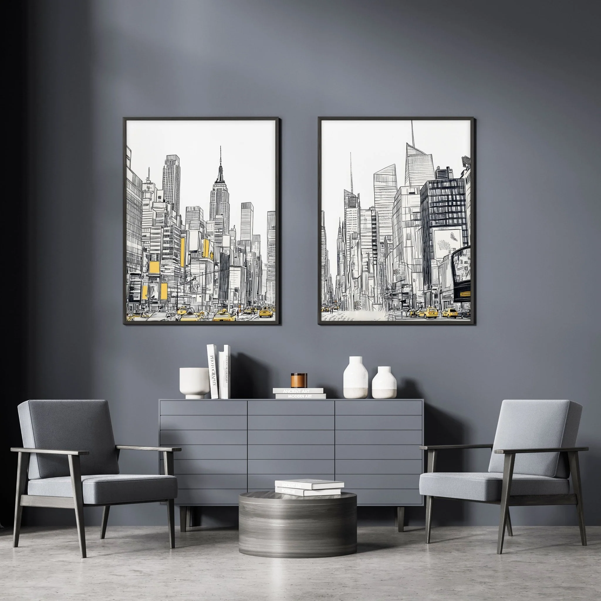 Wall Decor For Hallway | Set of 2 Urban Skyscrapers Wall art Prints - Image 8
