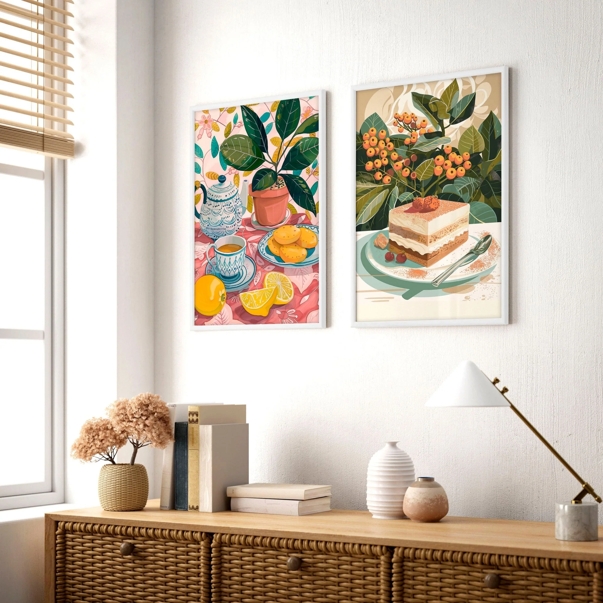 Wall Decor Ideas For Hallway | Set of 2 Italian Lifestyle Wall art Prints - Image 2