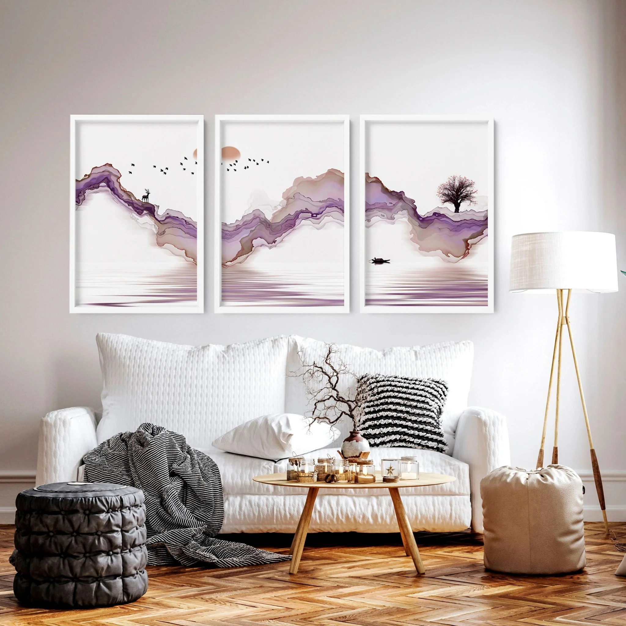 Wall hanging Japanese | set of 3 living room wall art - Image 2