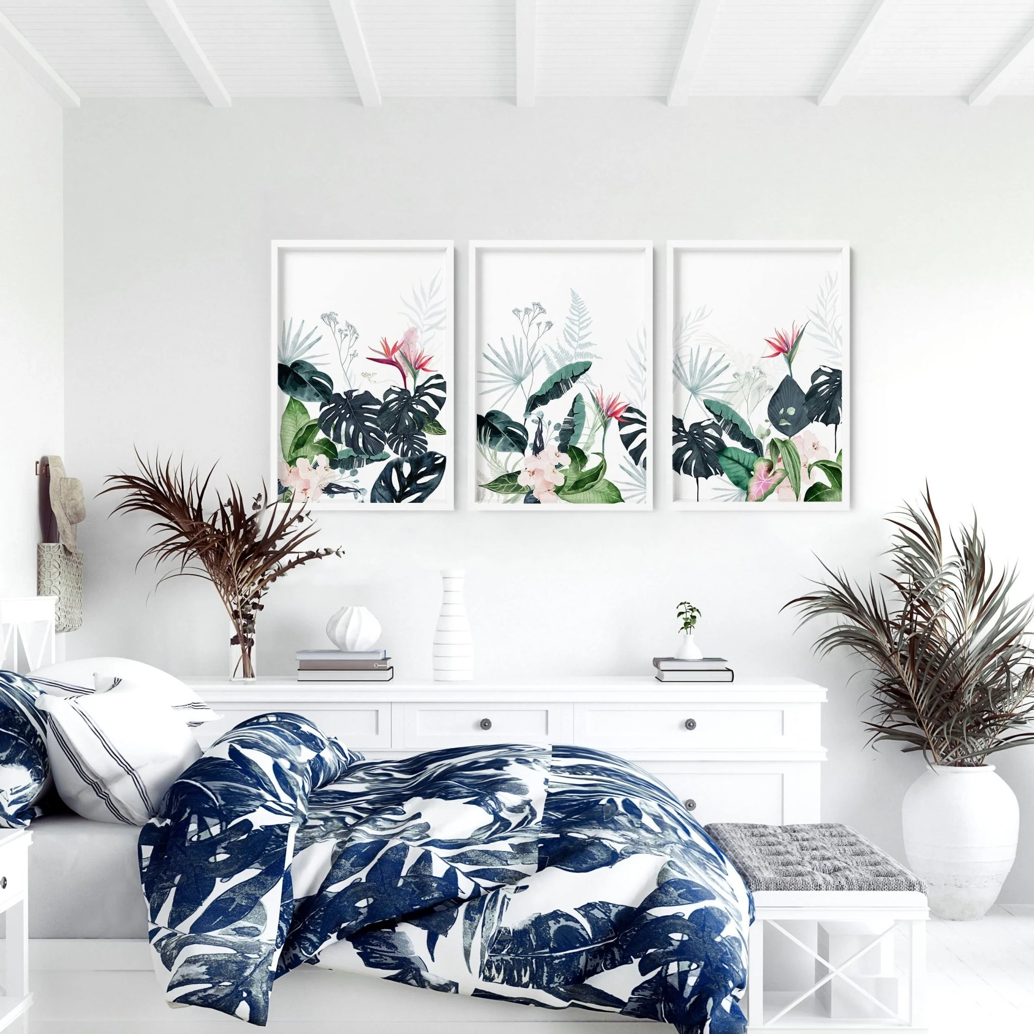 Wall painting for living room | Set of 3 Tropical wall art - Image 10