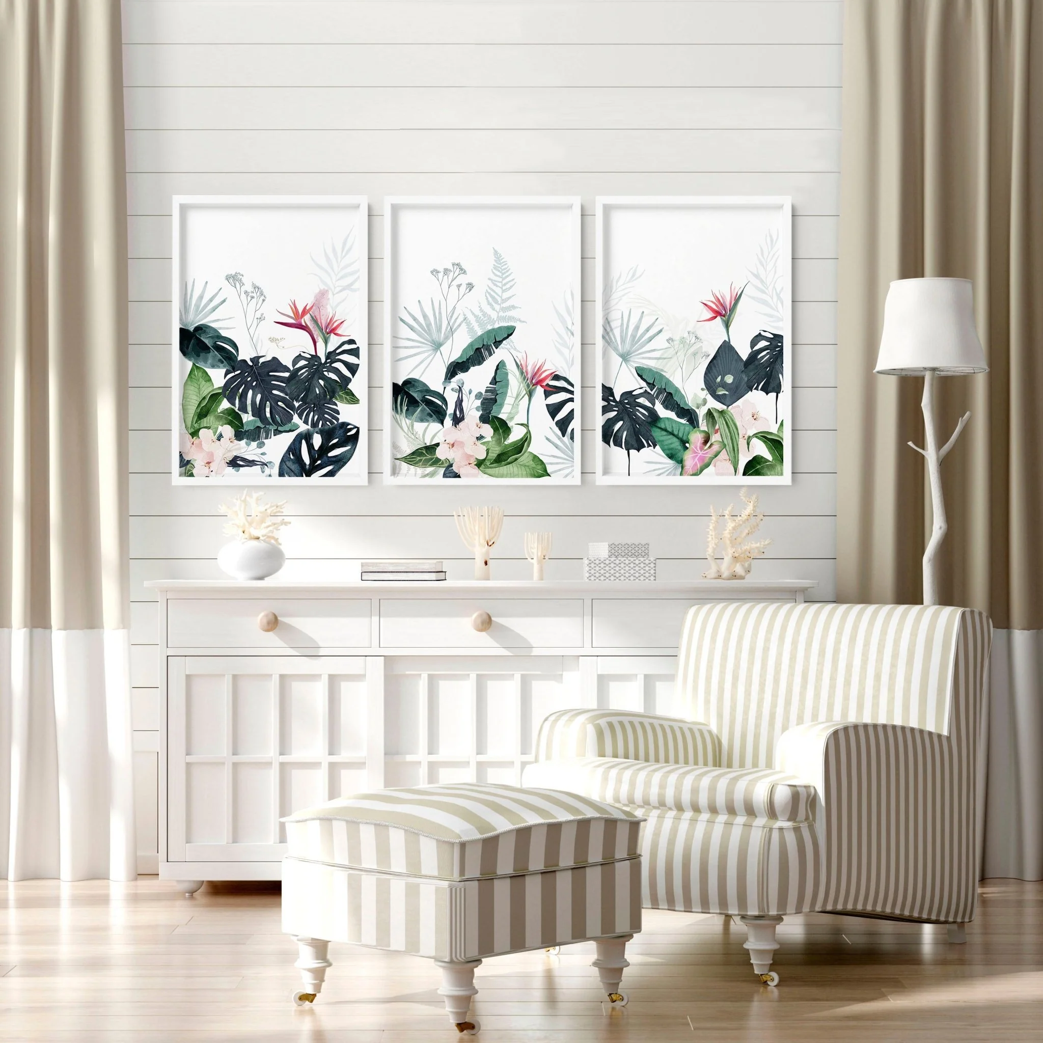 Wall painting for living room | Set of 3 Tropical wall art - Image 3