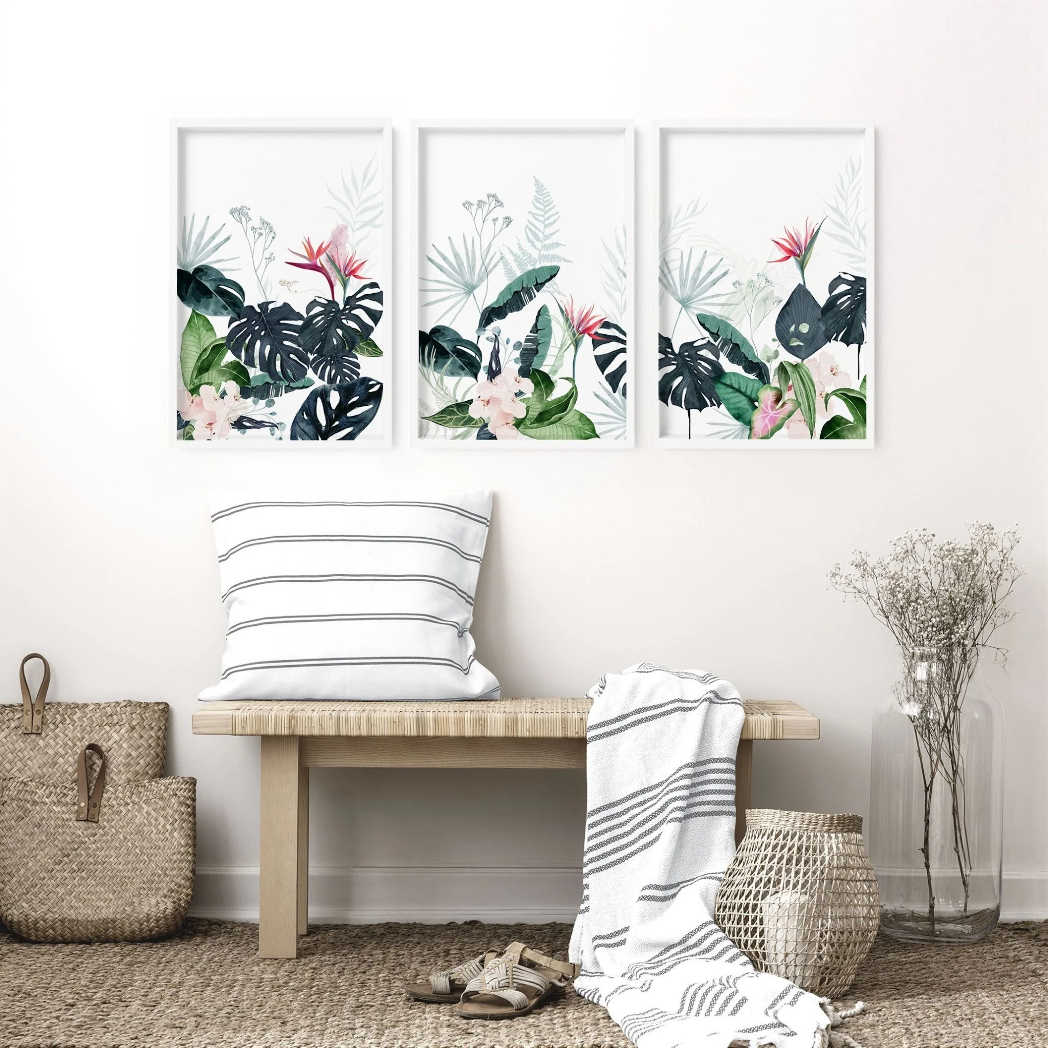 Wall painting for living room | Set of 3 Tropical wall art - Image 9