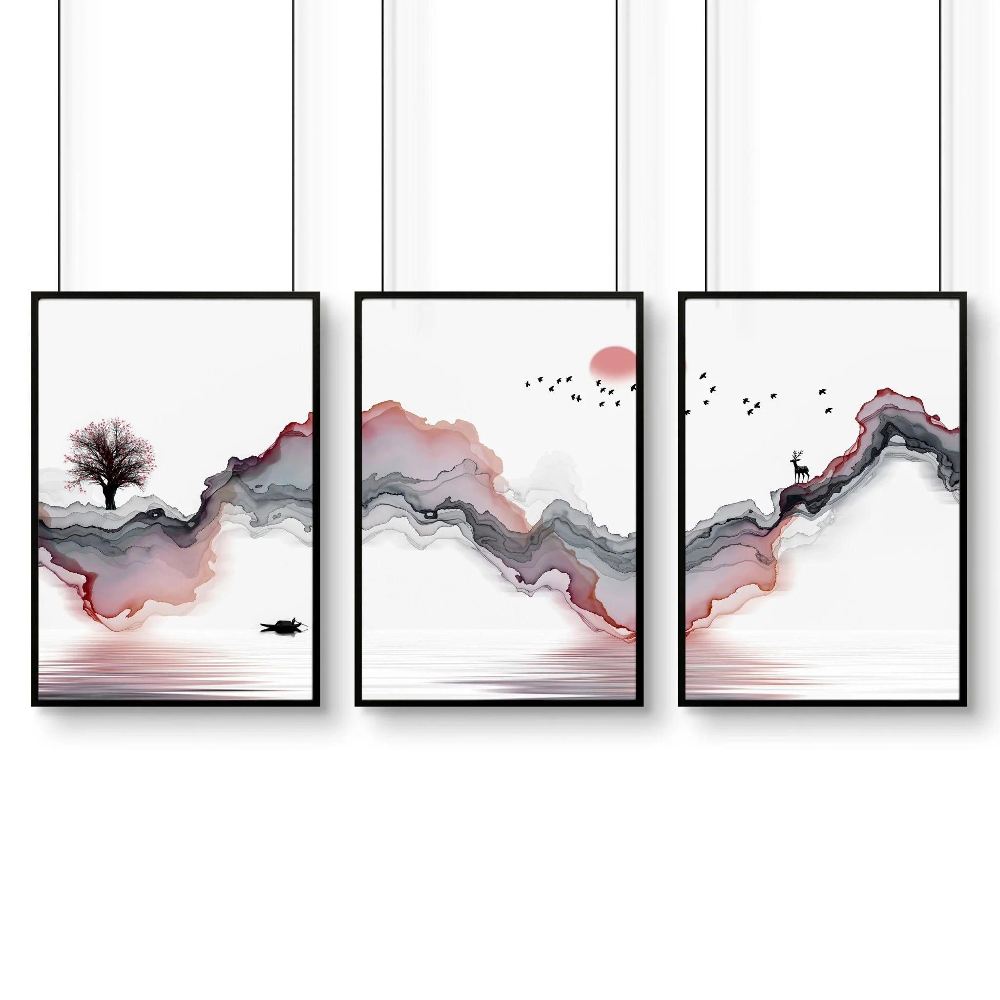 Wall pictures for bedrooms | set of 3 Japanese wall art - Image 10