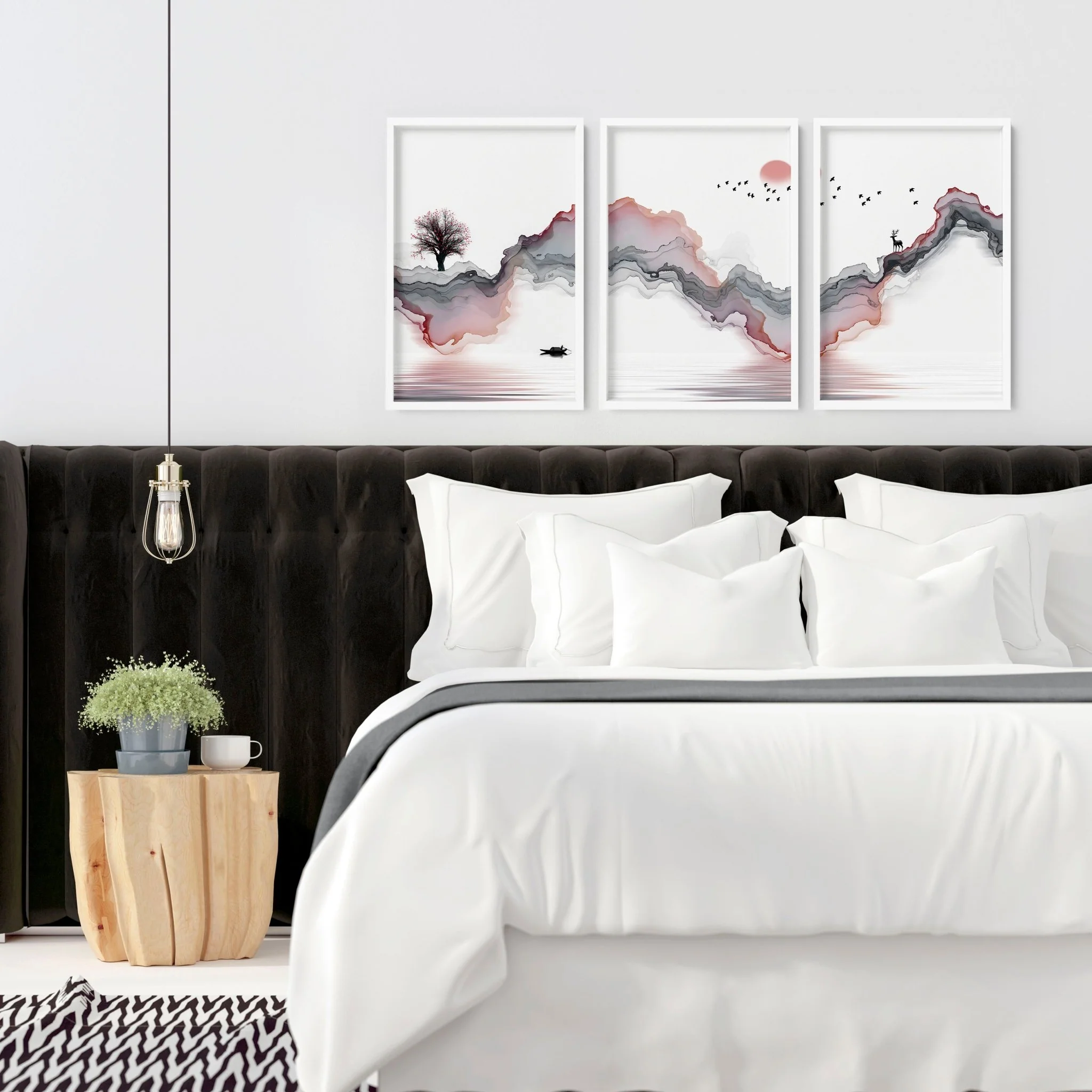 Wall pictures for bedrooms | set of 3 Japanese wall art - Image 4