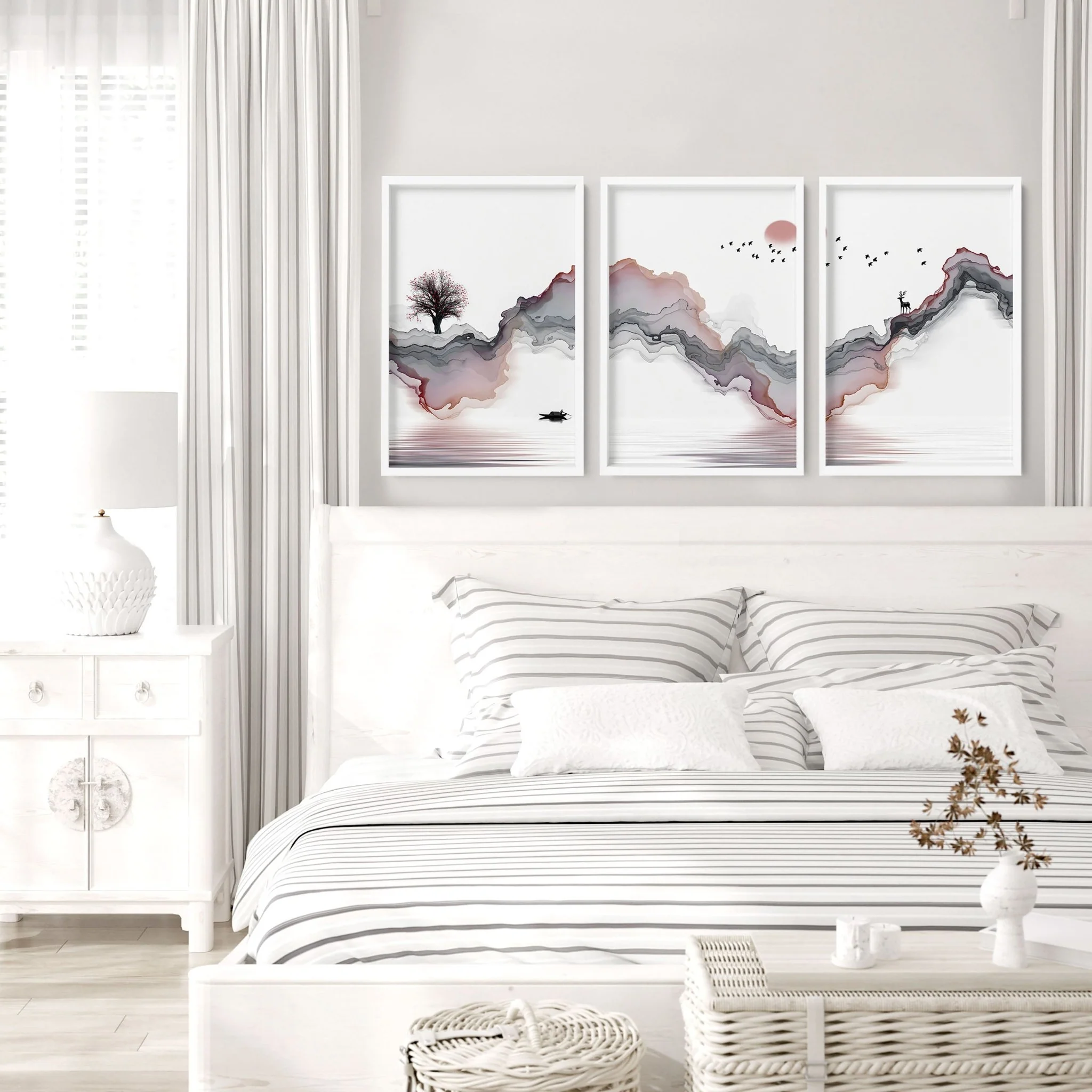Wall pictures for bedrooms | set of 3 Japanese wall art - Image 9