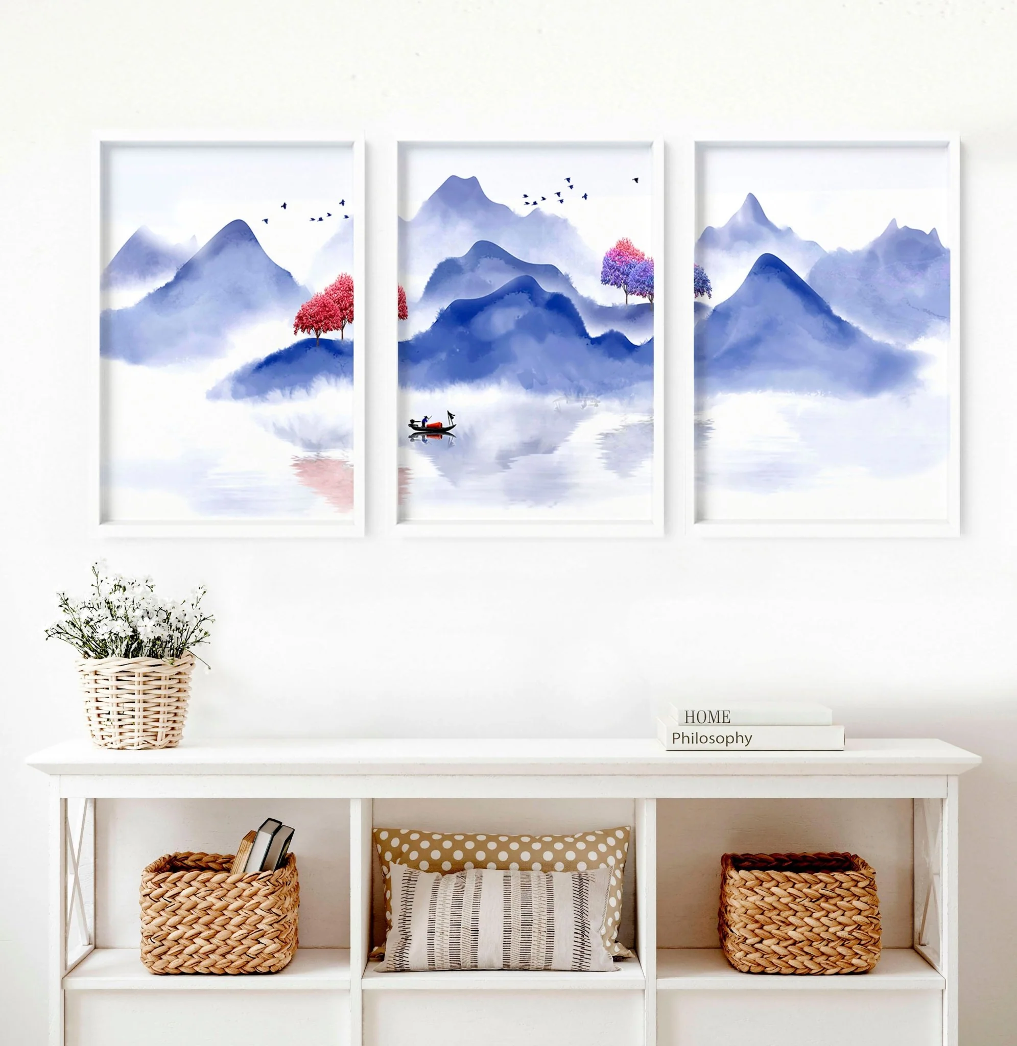 Wall pictures for living room | set of 3 Japanese wall art - Image 2