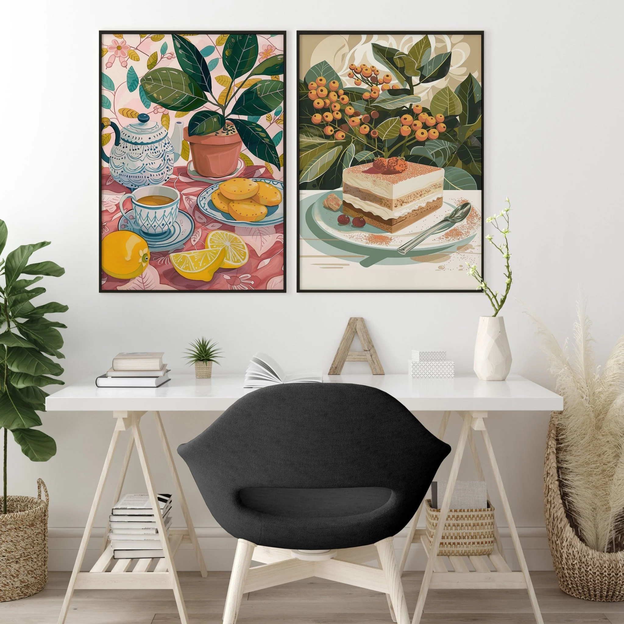 Wall Pictures For Lounge Room | Set of 2 Italian Lifestyle Wall art Prints - Image 2