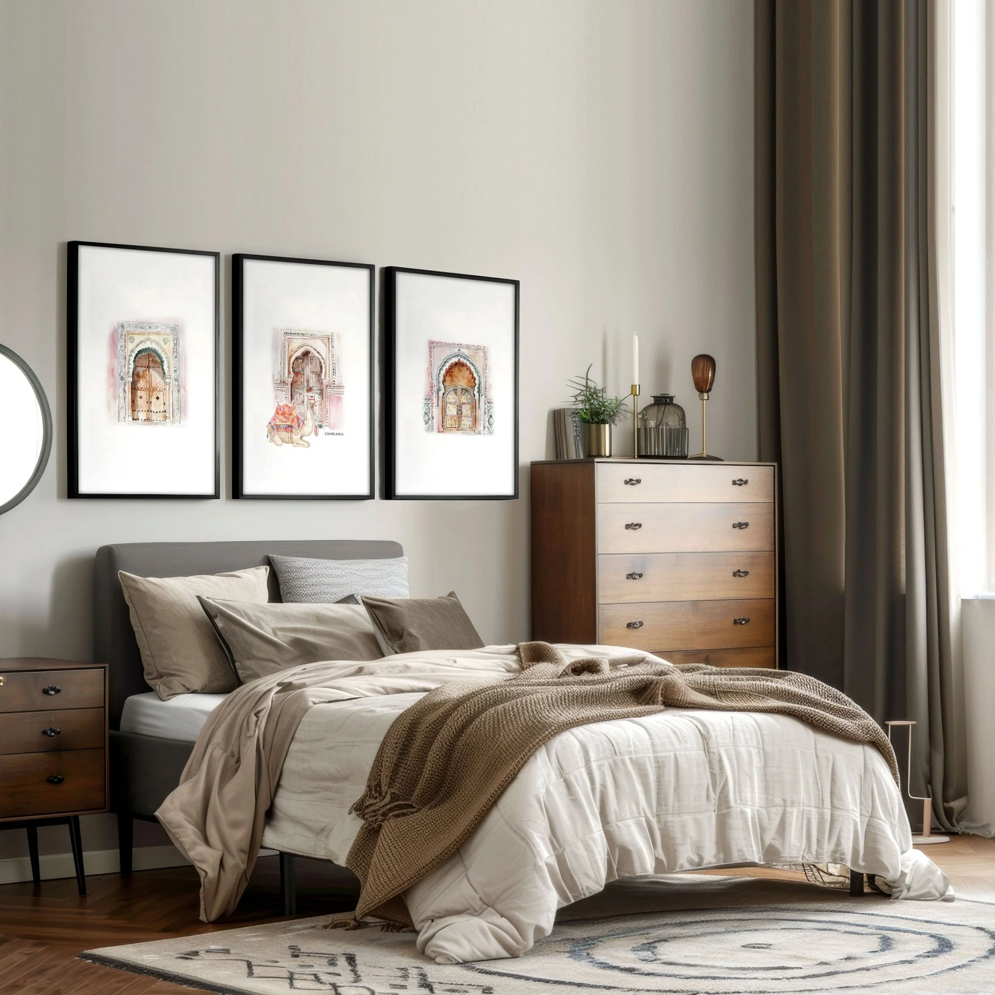 Wall Pictures In Frames | Set of 3 Moroccan Inspired Wall art Prints - Image 3