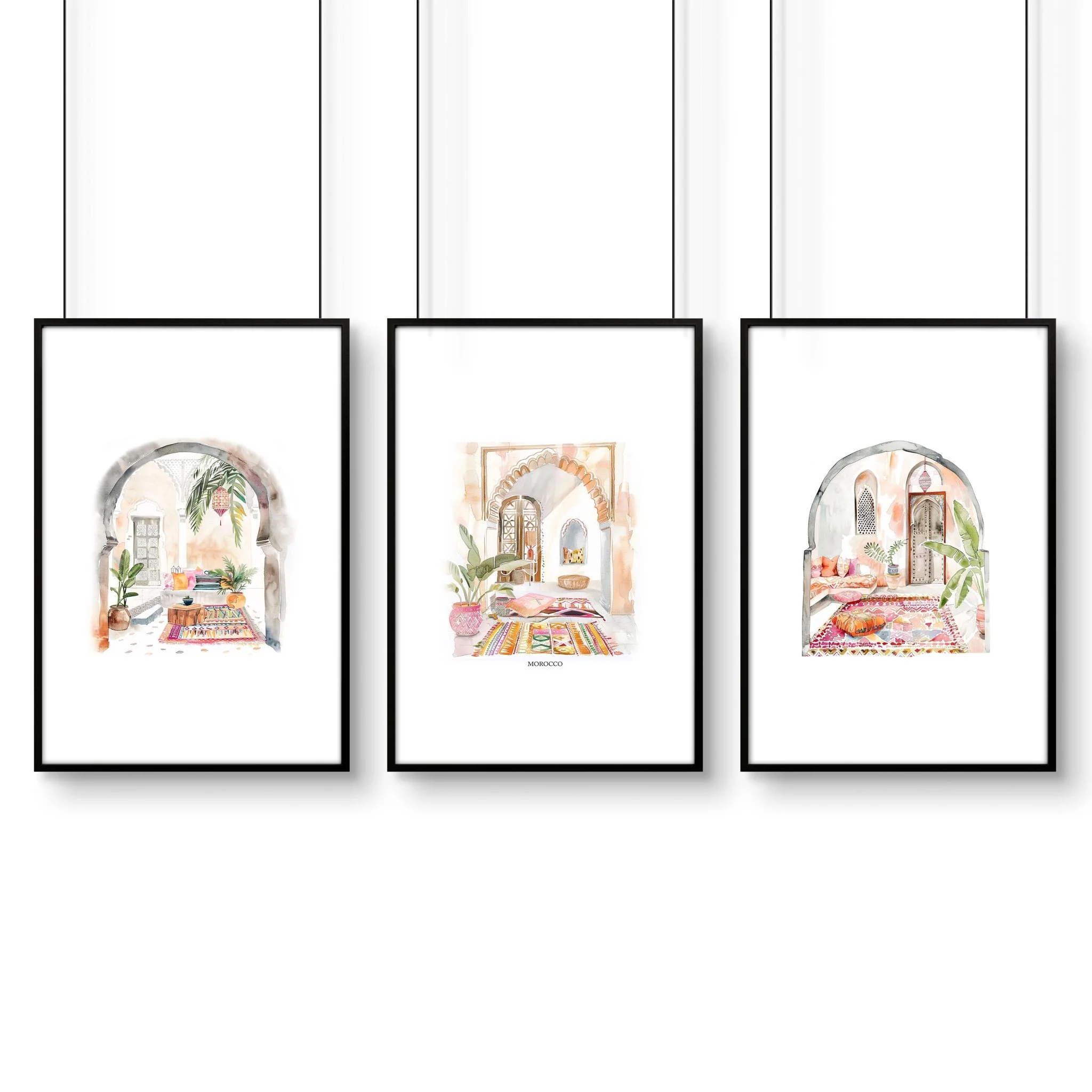 Wall Pictures With Frames | Set of 3 Moroccan Inspired Wall art Prints - Image 13