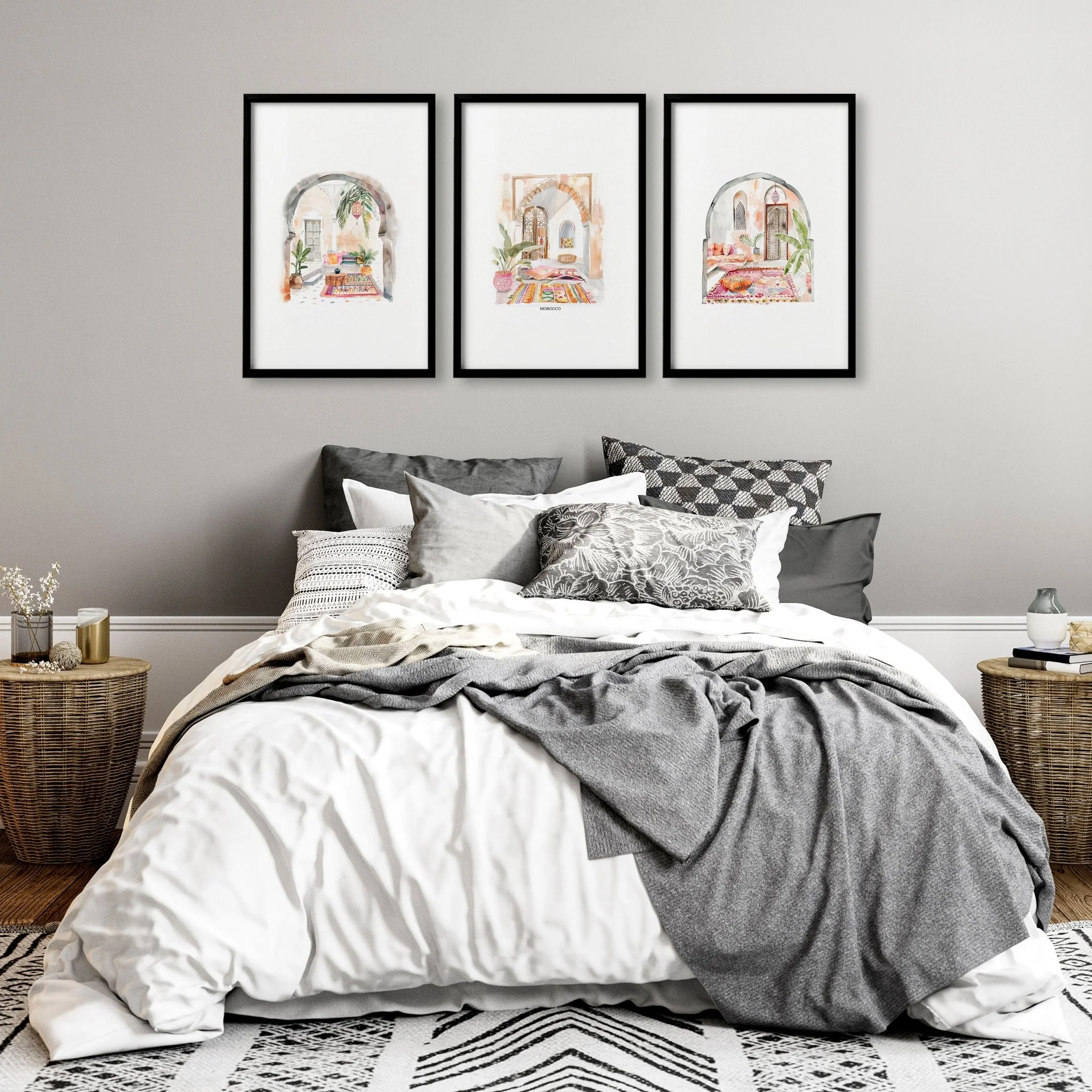 Wall Pictures With Frames | Set of 3 Moroccan Inspired Wall art Prints - Image 2