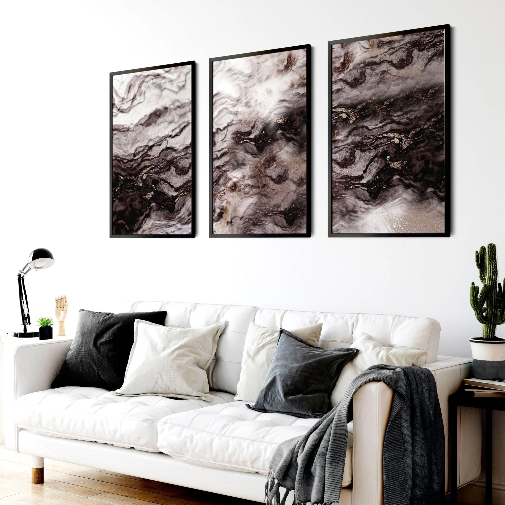 Wall print living room | set of 3 Marble prints - Image 3