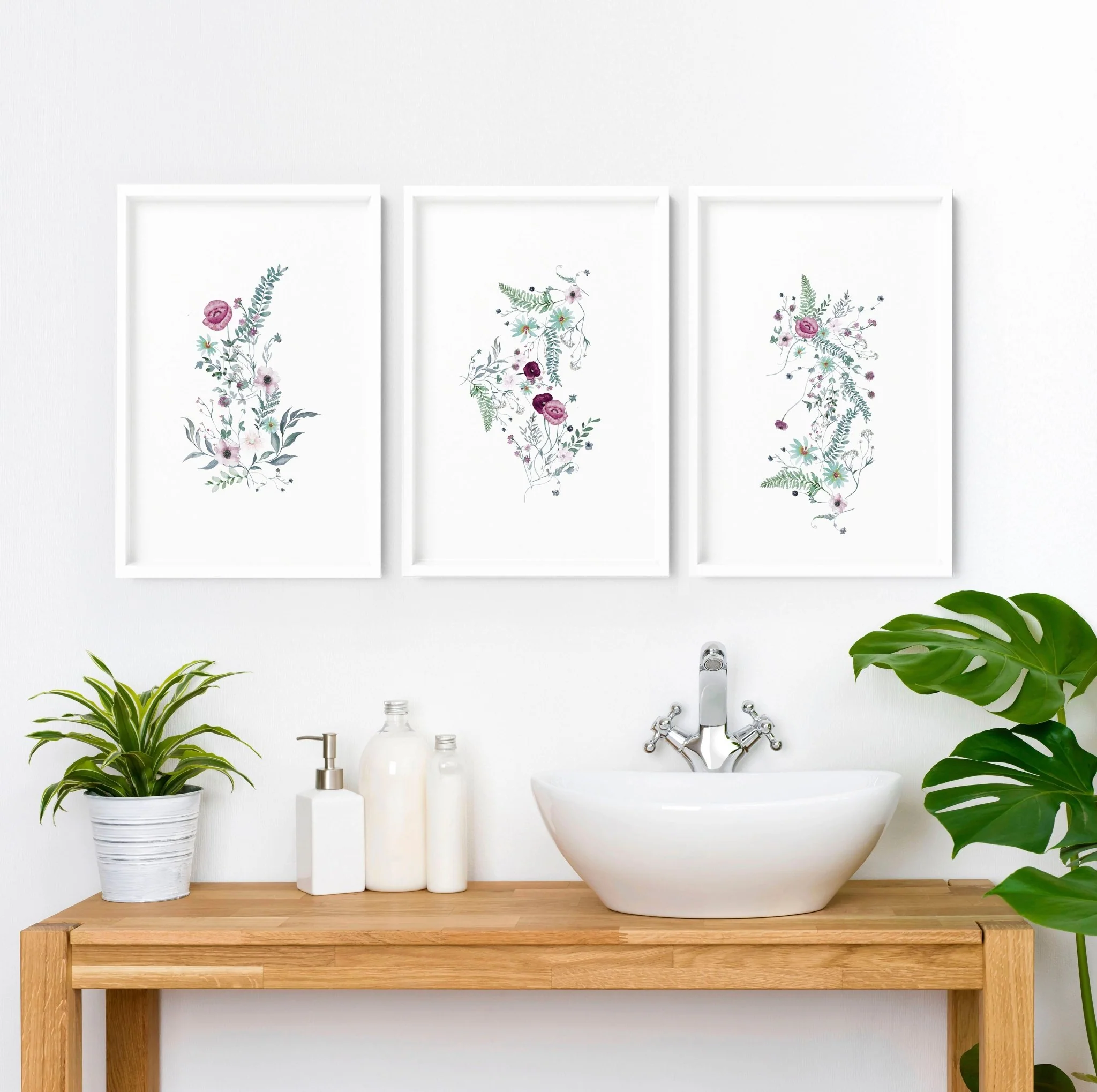 Wall prints bathroom | set of 3 Shabby Chic art prints - Image 2