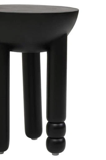 Walsa Black Finish Mango Wood Column Detail Round Side Table - Image 11