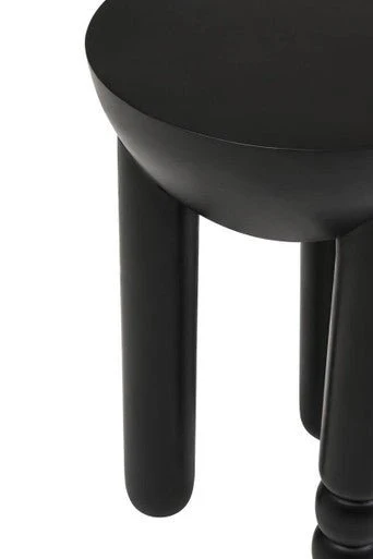 Walsa Black Finish Mango Wood Column Detail Round Side Table - Image 12
