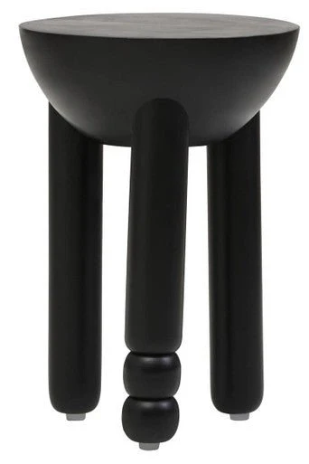 Walsa Black Finish Mango Wood Column Detail Round Side Table - Image 14