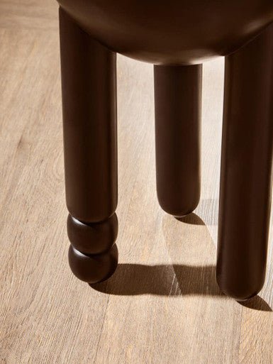 Walsa Black Finish Mango Wood Column Detail Round Side Table - Image 9