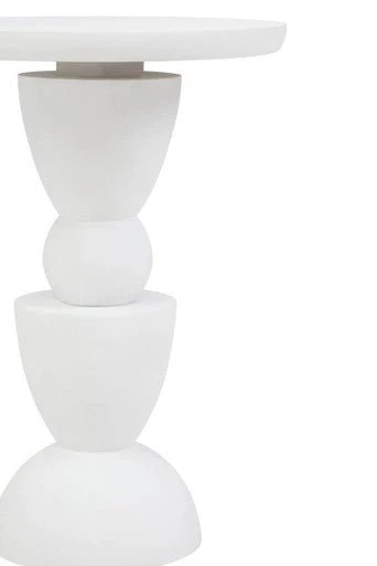 Walsa Whitewash Mango Wood Circle Column Detail Side Table - Image 11