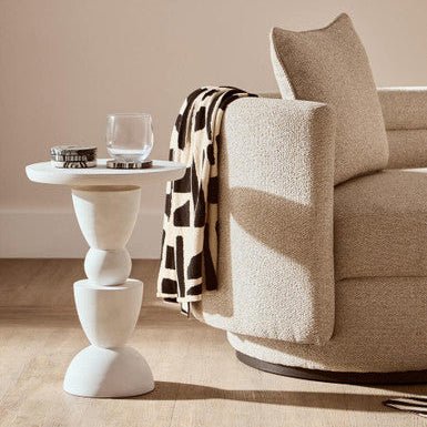 Walsa Whitewash Mango Wood Circle Column Detail Side Table - Image 5
