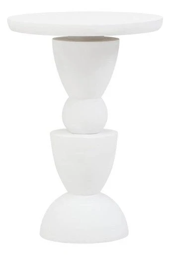 Walsa Whitewash Mango Wood Circle Column Detail Side Table - Image 7