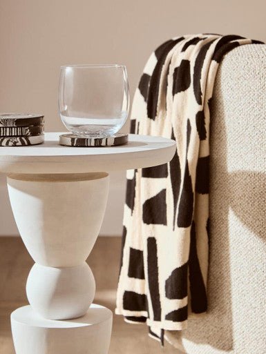 Walsa Whitewash Mango Wood Circle Column Detail Side Table - Image 8