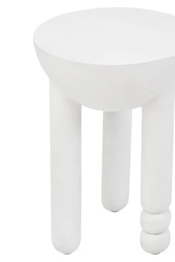 Walsa Whitewash Mango Wood Column Detail Round Side Table - Image 10