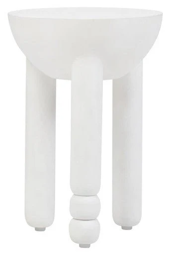 Walsa Whitewash Mango Wood Column Detail Round Side Table - Image 13