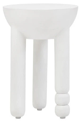 Walsa Whitewash Mango Wood Column Detail Round Side Table - Image 6