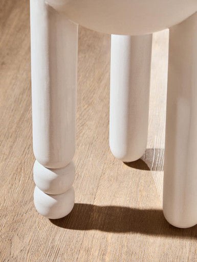 Walsa Whitewash Mango Wood Column Detail Round Side Table - Image 9
