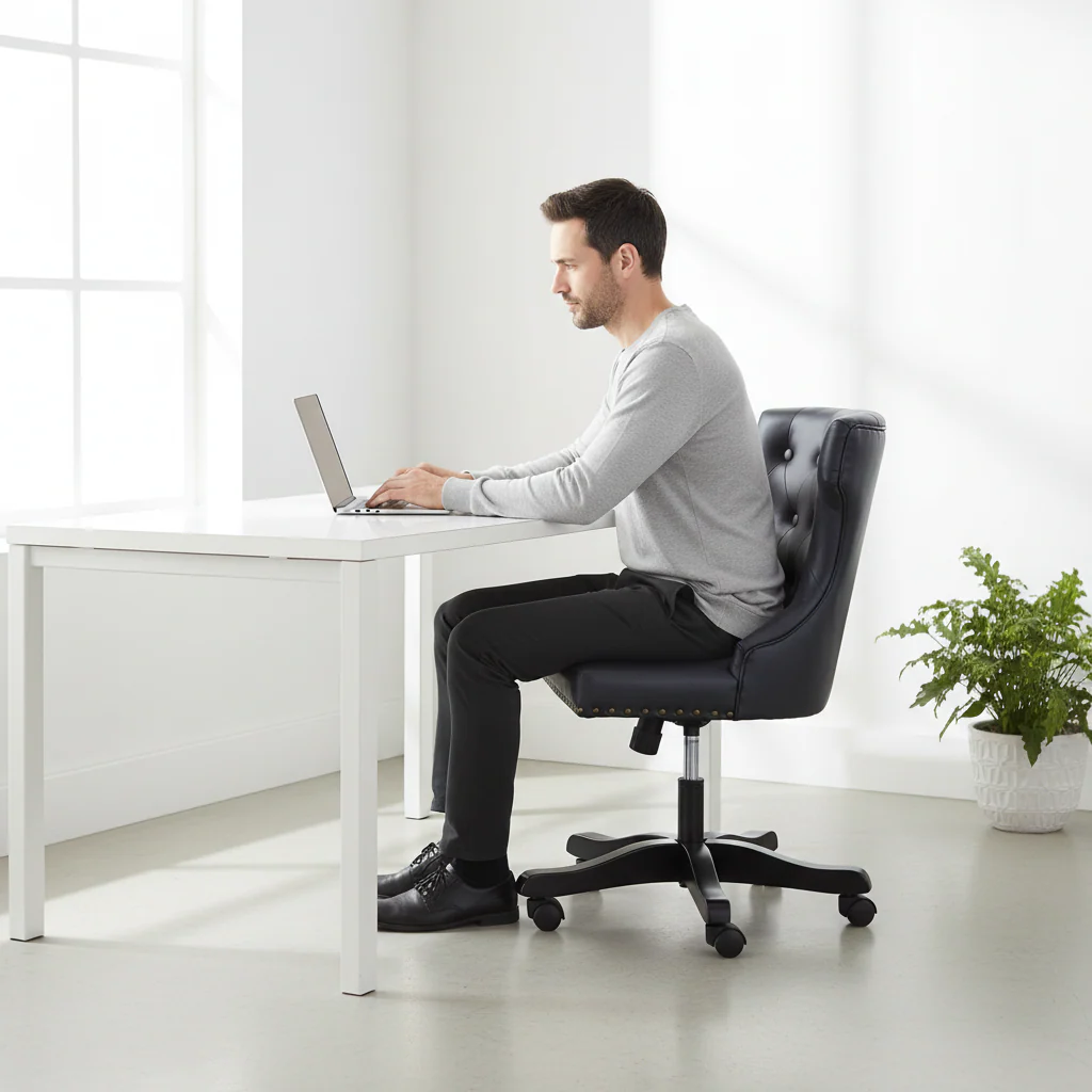Walson Black Leather Effect Home Office Chair - Image 2