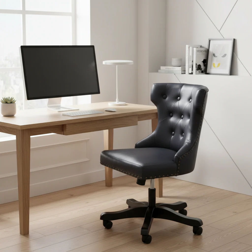 Walson Black Leather Effect Home Office Chair - Image 4