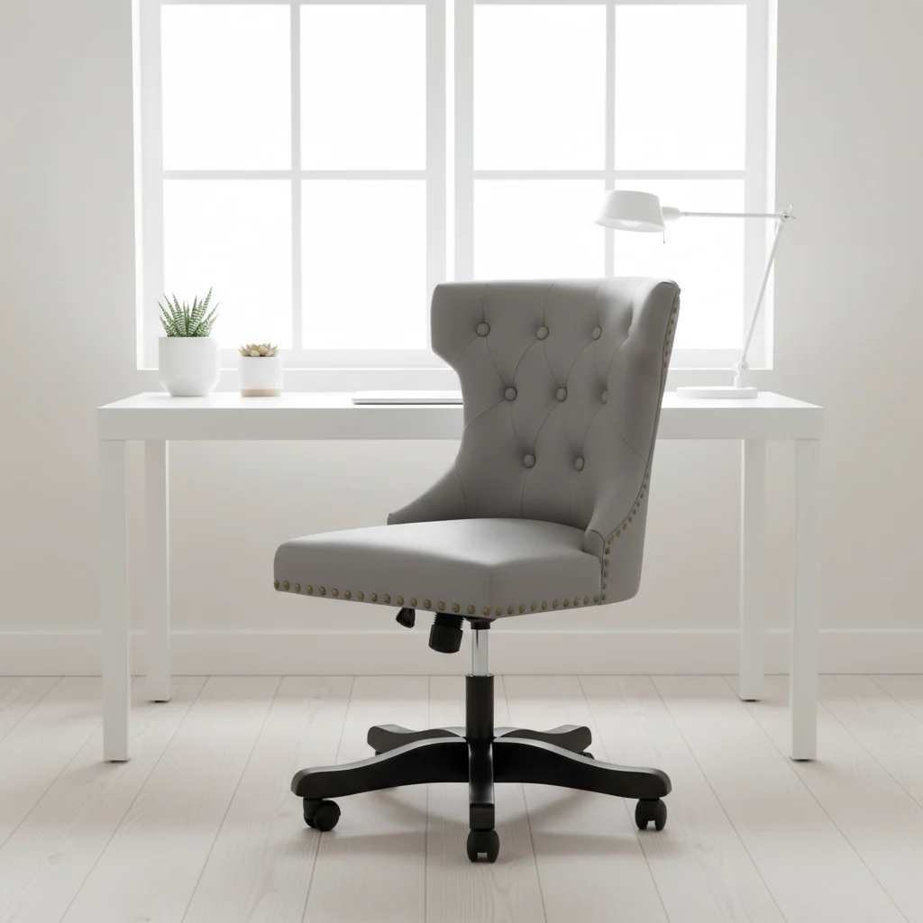 Walson Grey Leather Effect Home Office Chair - Image 3