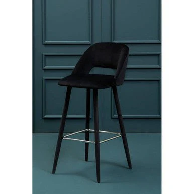 Warren Black Velvet Bar Chair - Image 5