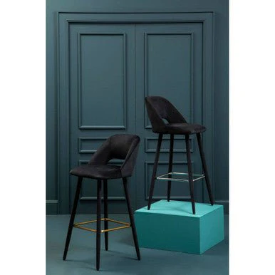 Warren Black Velvet Bar Chair - Image 6