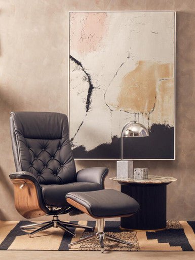 Warrington Black Leather Effect Recliner And Footstool - Image 10