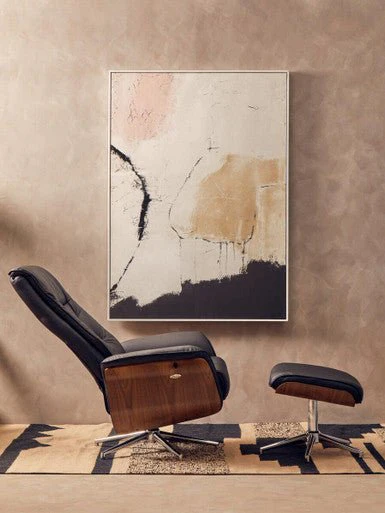 Warrington Black Leather Effect Recliner And Footstool - Image 11