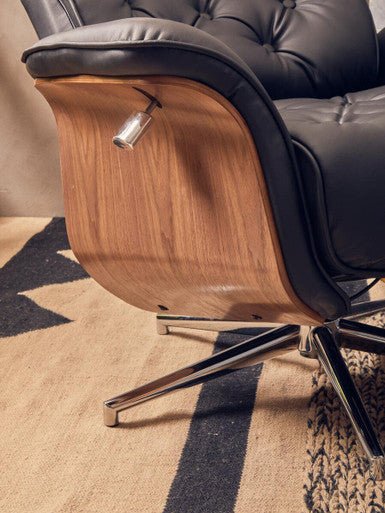 Warrington Black Leather Effect Recliner And Footstool - Image 12