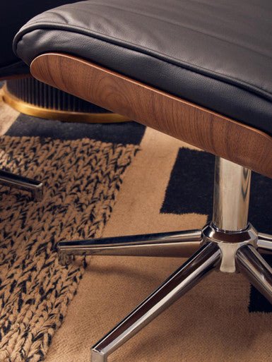 Warrington Black Leather Effect Recliner And Footstool - Image 14