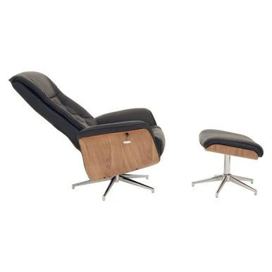 Warrington Black Leather Effect Recliner And Footstool - Image 6