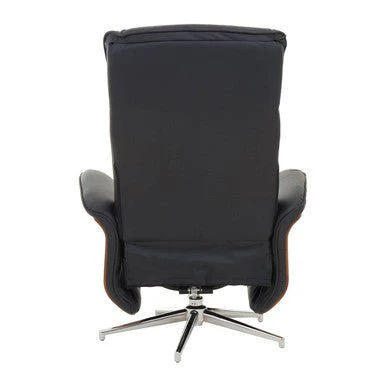 Warrington Black Leather Effect Recliner And Footstool - Image 9