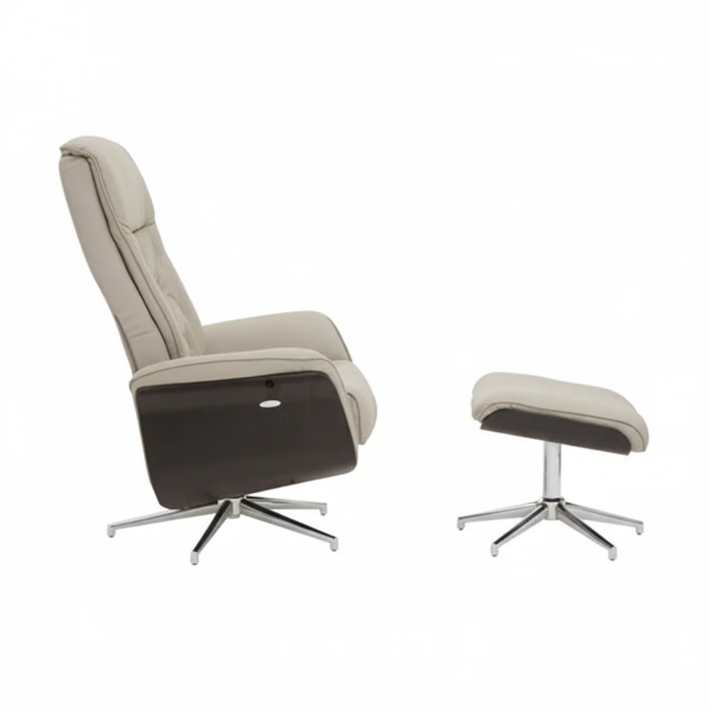 Warrington Mink Leather Effect Recliner And Footstool