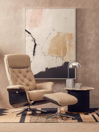 Warrington Mink Leather Effect Recliner And Footstool - Image 10