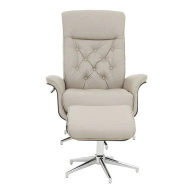 Warrington Mink Leather Effect Recliner And Footstool - Image 9